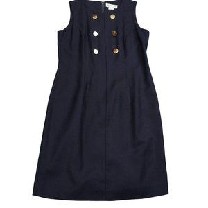 Isadora Collection Sleeveless Dress Size 10 Navy‎ Blue Gold Buttons